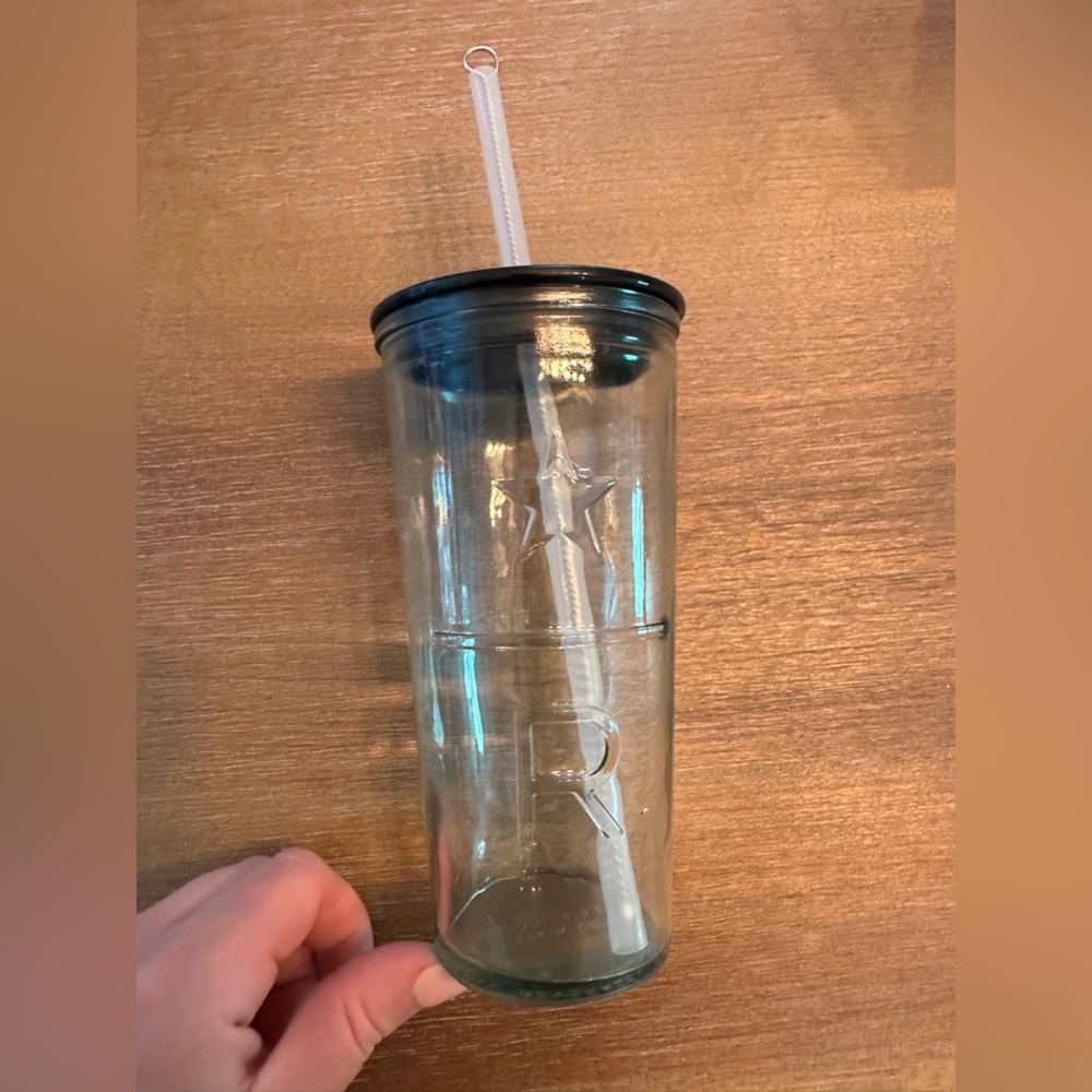 Black glass Starbucks reserve glass, new